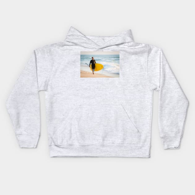 Man with his paddle board Kids Hoodie by homydesign